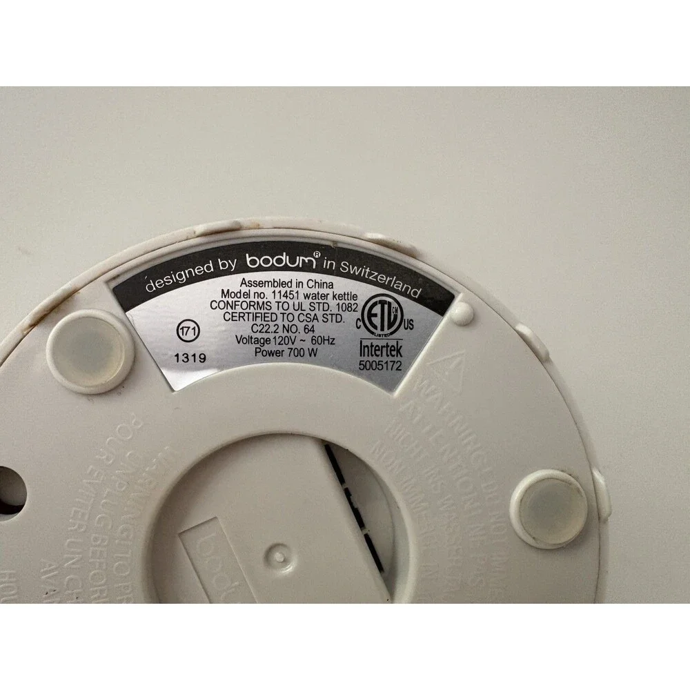 Bodum 11451 Bistro Electric Water Kettle Power Cord Base Only Off White Tested!